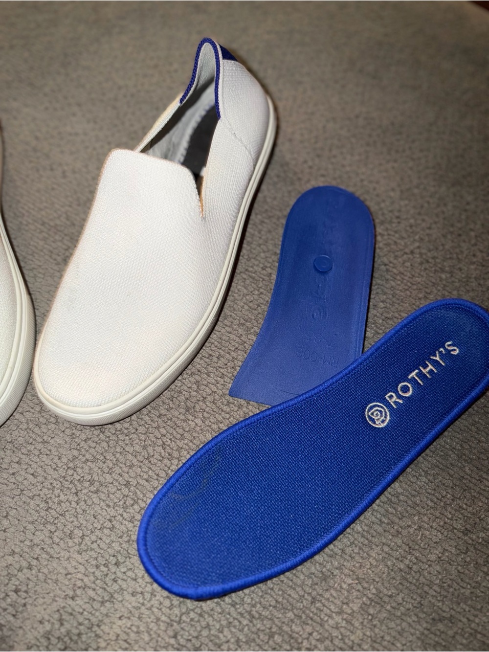 Rothy's Slip-On Loafers in Bright White with Blue Insole - Picture 8 of 12